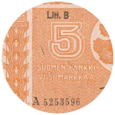 5 Markkaa 1945 Litt.B